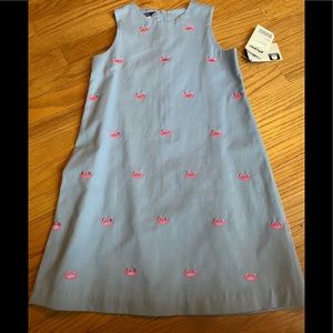 NWT Cotton Pink A-line dress with pink crabs. Size 7. So preppy!